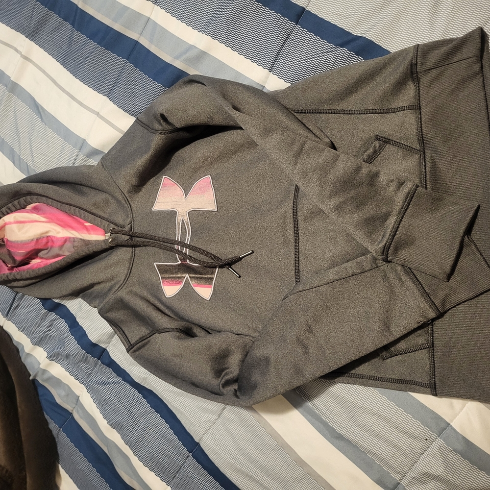 Under Armour Gray Hoodie with Pink Accents